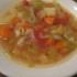 Vegetable soup is the first course at Basque family style restaurants.