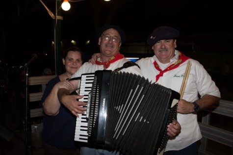 Accordionist Jean Flesher  with singer and trumpeter Michelle Iturriria and J.P. Etchechury on drums. 