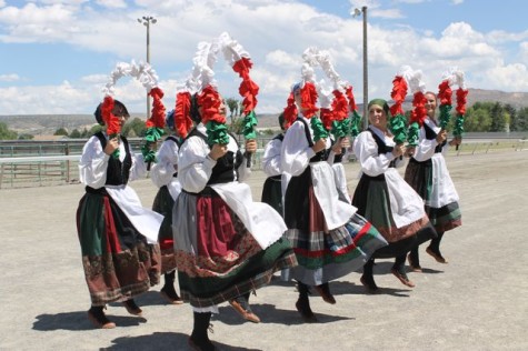 Dancers entertain the crowd at the fairgrounds.